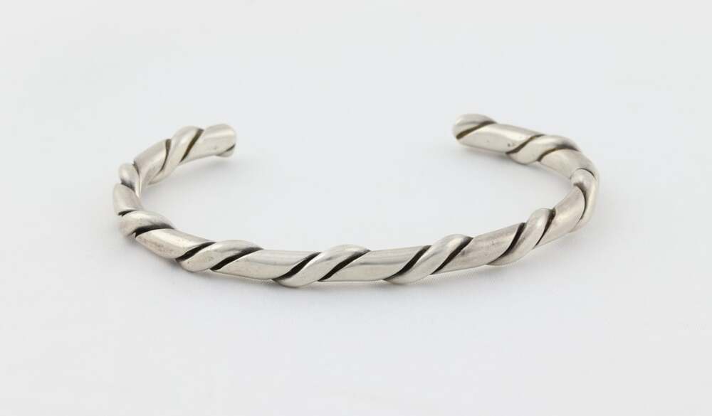 Sterling Silver Twist Rope Cuff Bracelet 6 1/4" inch Adjustable